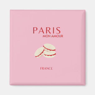 Imán Resumen Retro Pastel Paris Pink ans Pastel Travel