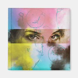 Imán Resumen Retro Pop Art Square Magnet