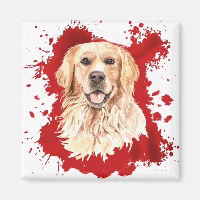 Imán Resumen rojo del perro del Golden Retriever (Frente)