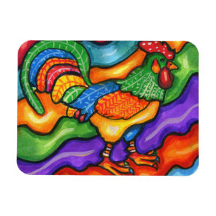 Imán Resumen Rooster Bird Animal Colorum Art