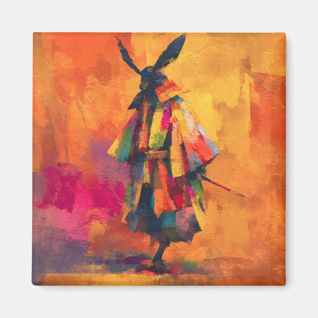 Imán Resumen Samurai Warrior Silhouette (Frente)