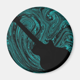 Imán Resumen Swirls Guitar Magnet, Verde azulado
