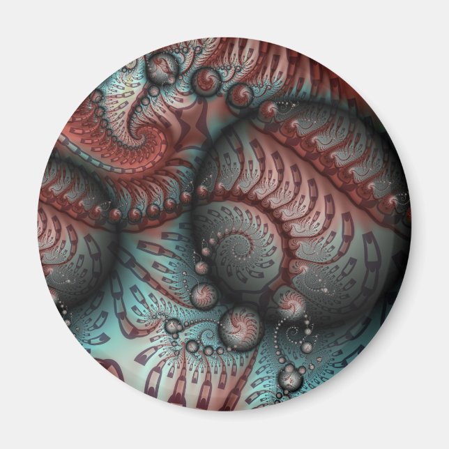 Imán Resumen Vivid Fantasy Fractal Art Brown Blue (Frente)