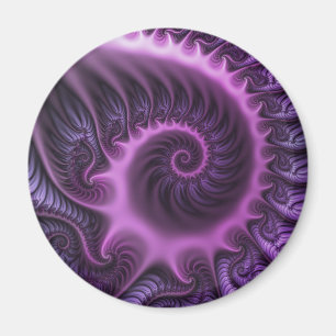 Imán Resumen Vivid Guay Pink Purple Fractal Art Spiral