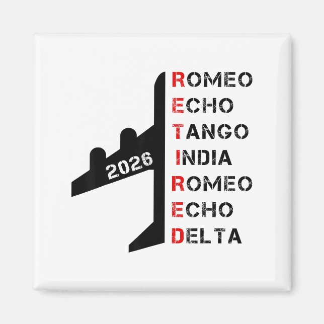 Imán Retired Lot 2026 Phonetic Alphabet Retirement Gift (Frente)