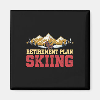 Imán Retirement Plan Skiing Vintage Sunset Retro Skier 
