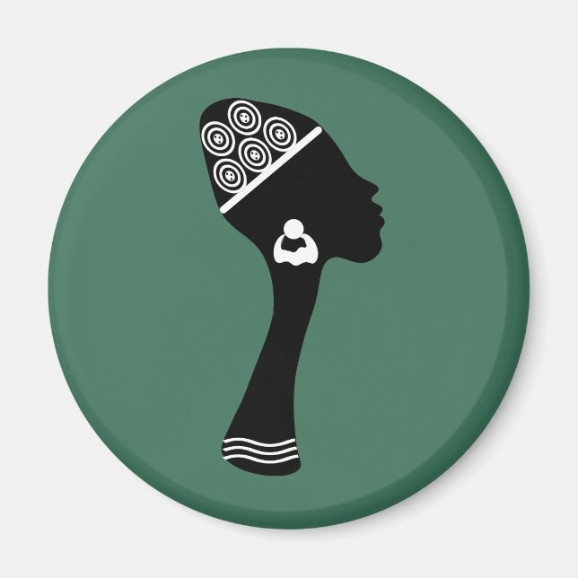 Imán retrato abstracto de mujer afroamericana (Frente)
