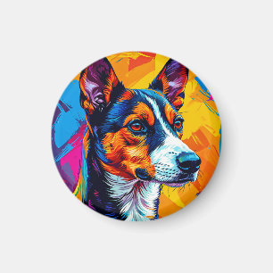 Imán Retrato abstracto de perro Basenji