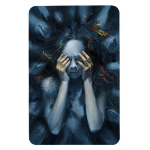 Imán Retrato abstracto emocional - Arte azul surrealist