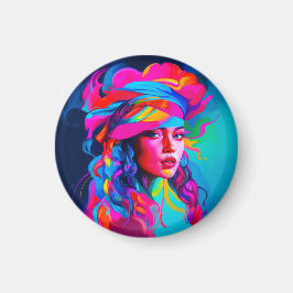 Imán Retrato abstracto vibrante