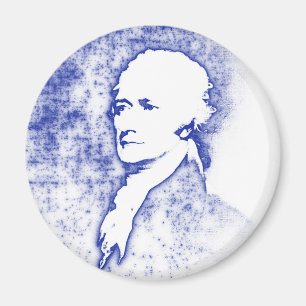 Imán Retrato Alexander Hamilton del arte pop en azul