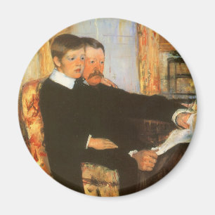 Imán Retrato Antiguo de Padre e Hijo por Mary Cassatt