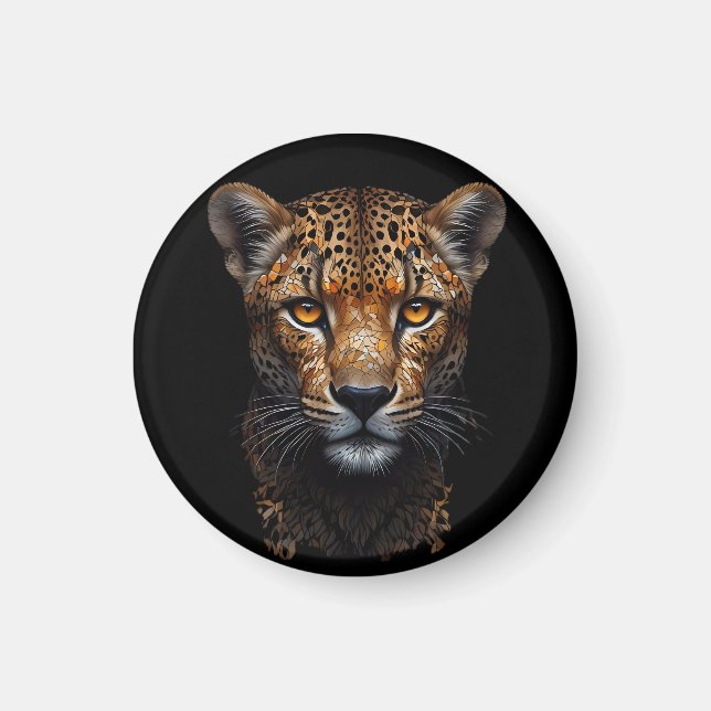 Imán Retrato chita sobre negro (Frente)