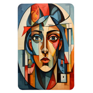 Imán Retrato Cubista Moderno Impresión de Arte Geométri
