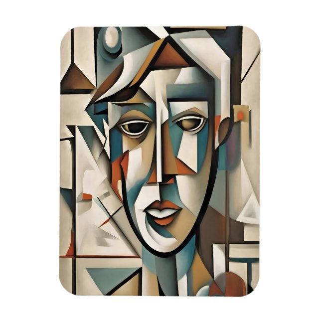 Imán Retrato Cubista Moderno Resumen Arte (Vertical)