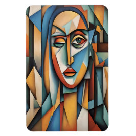 Imán Retrato Cubista Vibrante Resumen Arte Geométrico