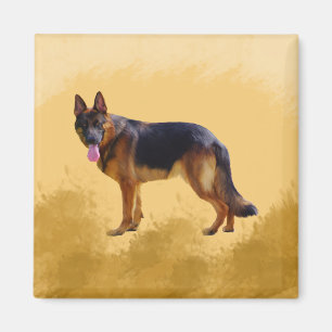 Imán Retrato de acuarela de perro pastor alemán