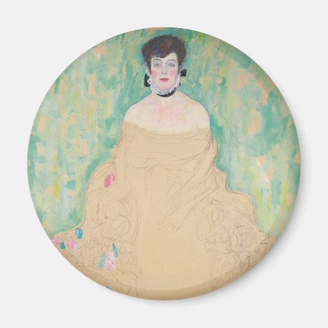 Imán Retrato de Amalie Zuckerkandl por Gustav Klimt (Frente)