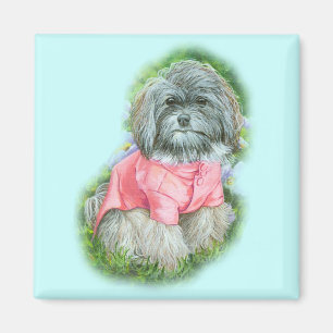 Imán Retrato de arte de barro rosa de La Habana