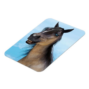 Imán Retrato de Arte de Caballo con Sonrisa Divertida
