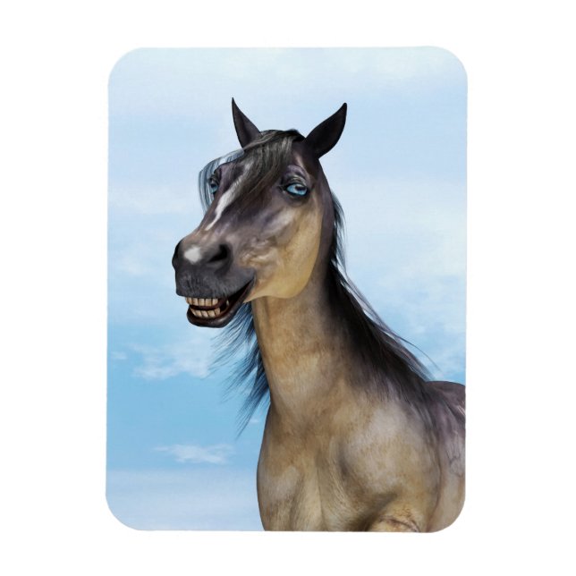 Imán Retrato de Arte de Caballo con Sonrisa Divertida (Vertical)