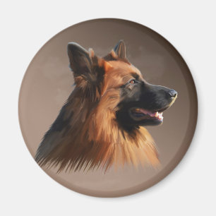 Imán Retrato de arte de la acuarela del perro pastor al
