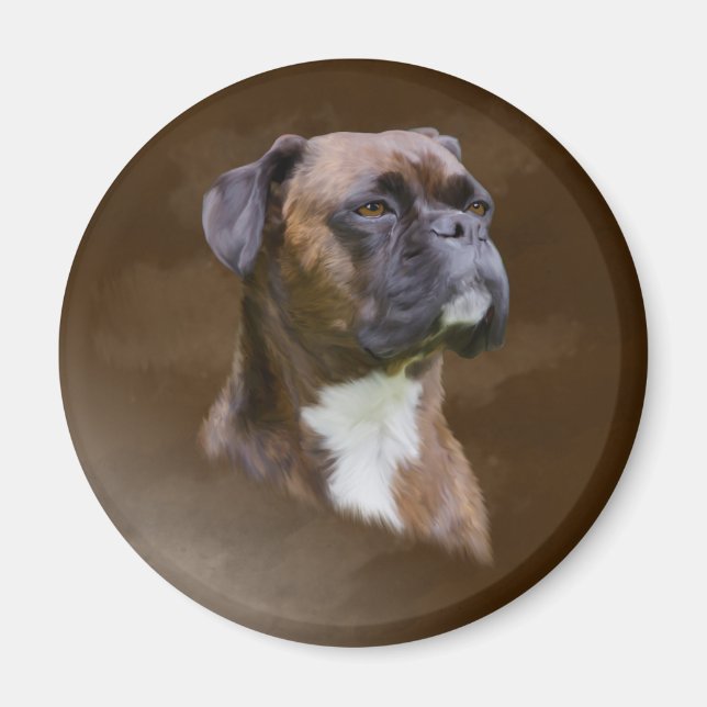 Imán Retrato de arte de pintura con aceite de perro de  (Frente)