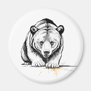 Imán Retrato de arte gráfico con vectores de oso pardo
