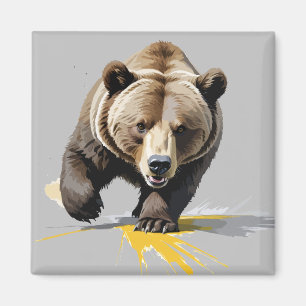 Imán Retrato de arte gráfico con vectores de oso pardo