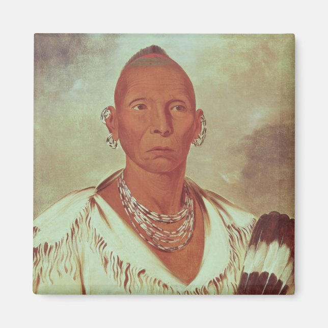 Imán Retrato de Black Hawk, jefe indio (Frente)