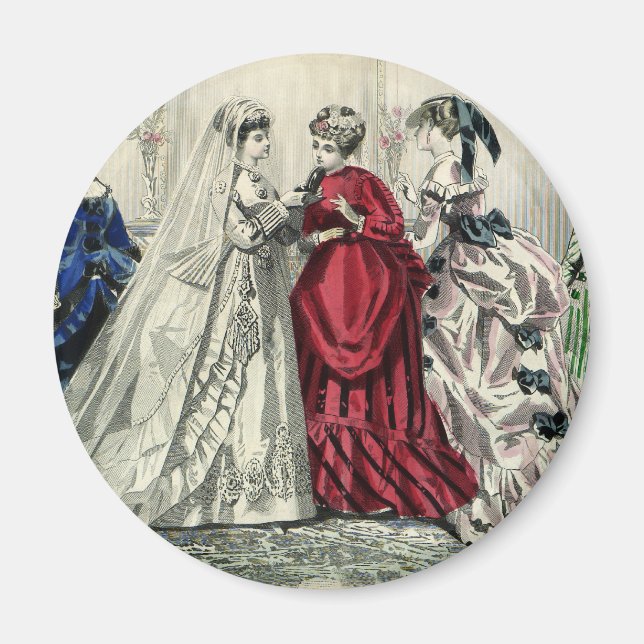 Imán Retrato de boda de fiesta de novia victoriana vint (Frente)