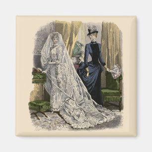 Imán Retrato de boda vintage de novia victoriana