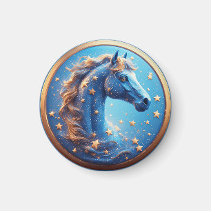 Imán Retrato de caballo de dibujos animados encantador 
