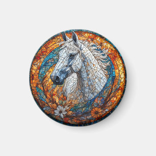 Imán Retrato de caballo elegante en vidrio emplomado