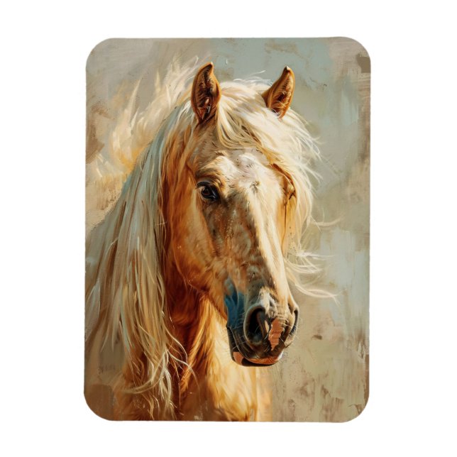 Imán Retrato de caballo palomino flexible (Vertical)