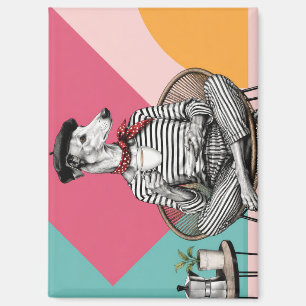 Imán Retrato de café Pop Art de galgo gris elegante