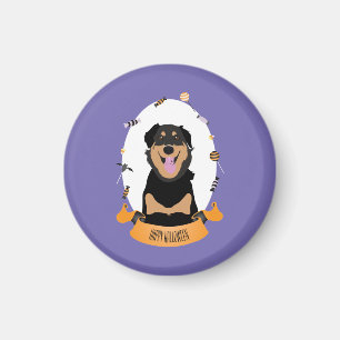 Imán Retrato de caramelo Rottweiler perro púrpura naran