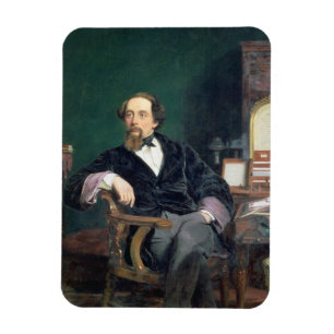 Imán Retrato de Charles Dickens (aceite en lona)