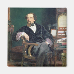 Imán Retrato de Charles Dickens (aceite en lona)