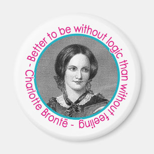 Imán Retrato de Charlotte Bronte con cita