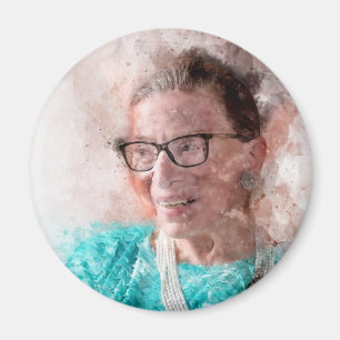 Imán Retrato de color de agua sonriente de Ruth Bader G