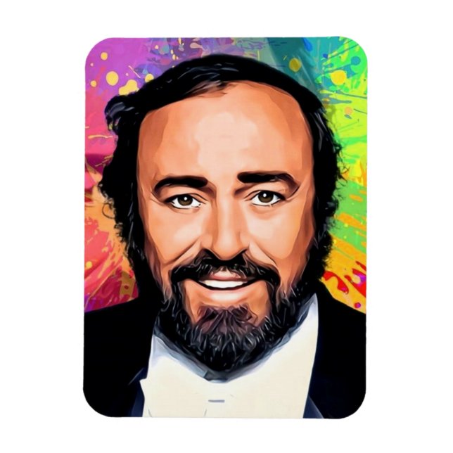 Imán Retrato de color Luciano Pavarotti (Vertical)