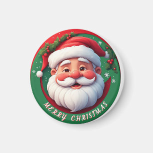 Imán Retrato de dibujos animados de Papá Noel alegre