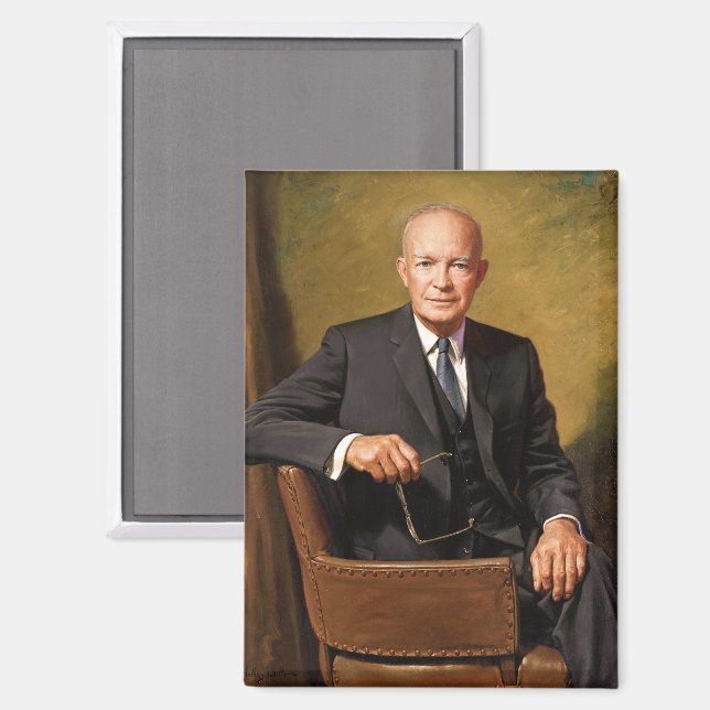 Imán Retrato de Dwight Eisenhower Presidente de la Casa (Anverso/Reverso)