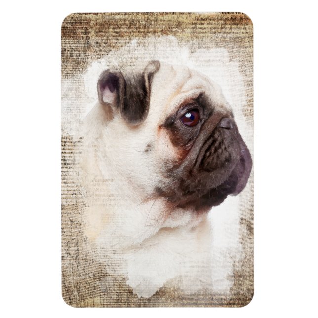 Imán Retrato de época de Pug (Vertical)