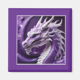 Imán Retrato De Fantasía De Un Dragón Púrpura Y Blanco