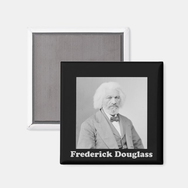 Imán Retrato de Frederick Douglass foto en blanco y neg (Anverso/Reverso)