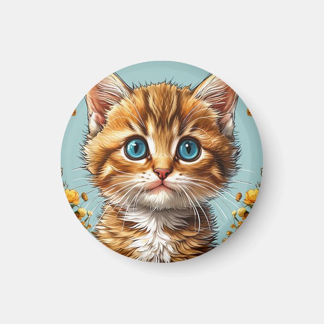 Imán Retrato de gatito adorable (Frente)