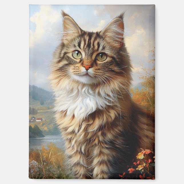 Imán Retrato de gatito Maine Coon (Anverso)