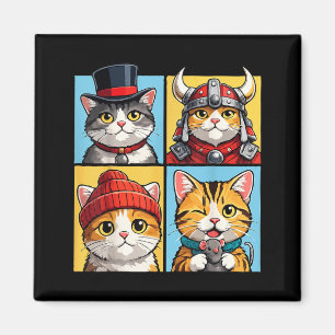 Imán Retrato de gato Pop Art Gatos Lindos Bloque de Col